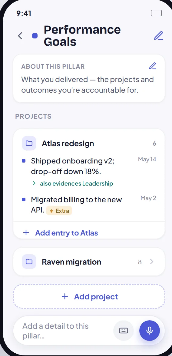 BragBuddy goals screen