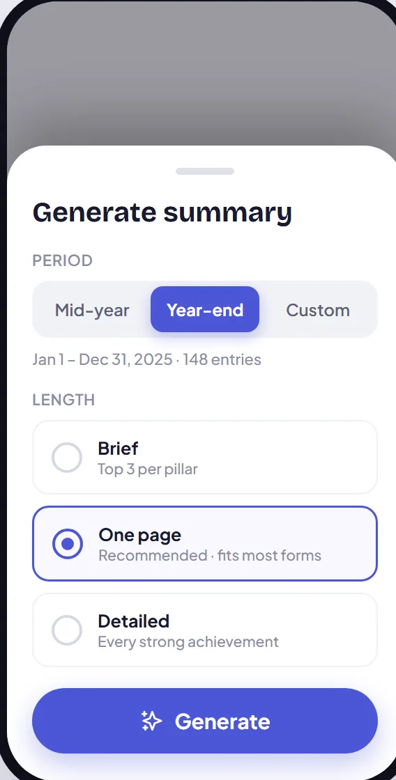 BragBuddy summary screen
