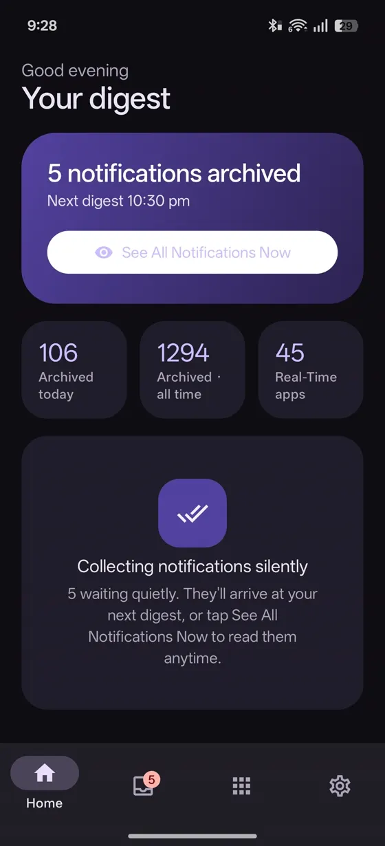 Notification Digest dashboard
