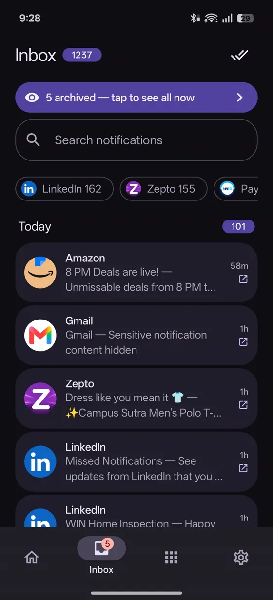 Notification Digest inbox